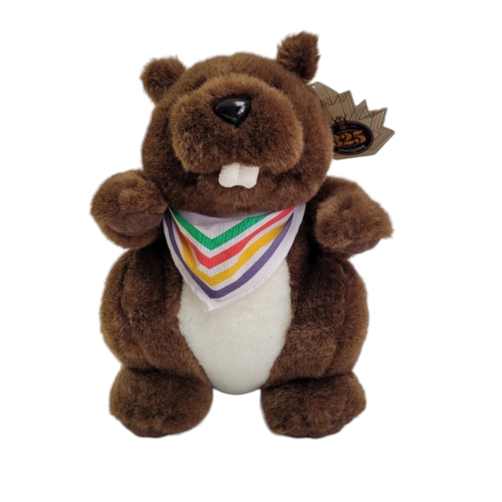 Rare Vintage Hudsons Bay Company Plush Brown Beaver with HBC Bandana